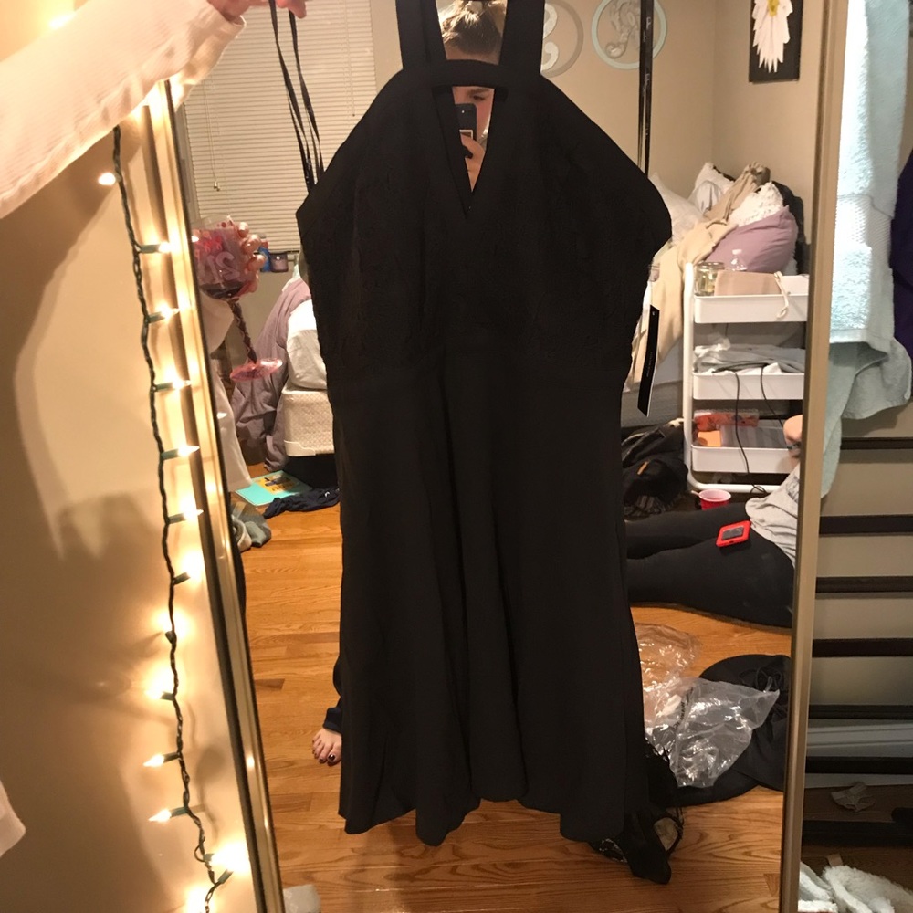 Black high neck mini dress NEW WITH TAGS ON